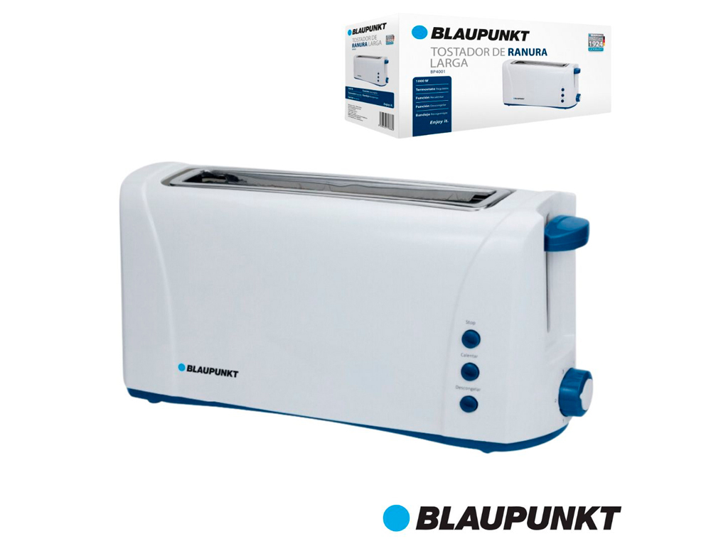 TOSTADOR BLAUPUNKT BOCA ANCHA 220V-1000W TERMOSTATO 6 NIVELES CON BOTON DE PARADA COLOR BLANCO