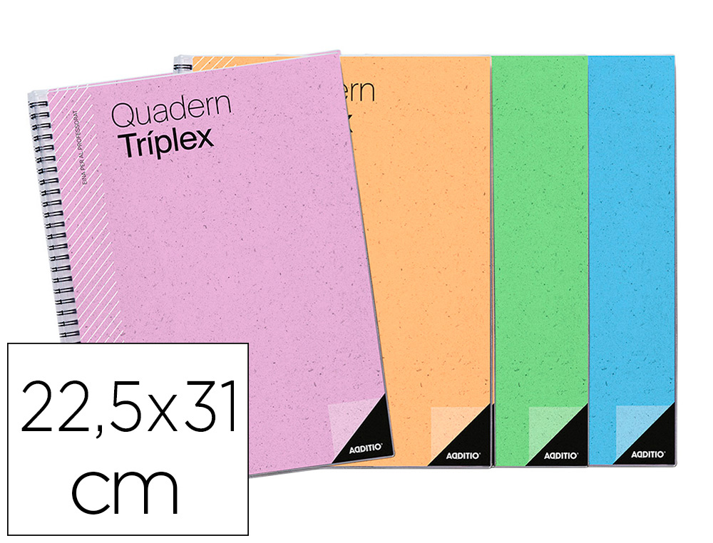 CUADERNO TRIPLEX CATALAN ADDITIO EVALUACION CONTINUA PLAN SEMANAL TUTORIAS 6 FUNDASTRANSPARENTES 225X310 MM