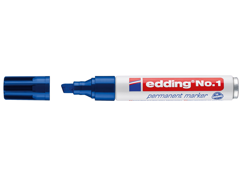 ROTULADOR EDDING MARCADOR PERMANENTE 1 AZUL PUNTA BISELADA 5 MM RECARGABLE