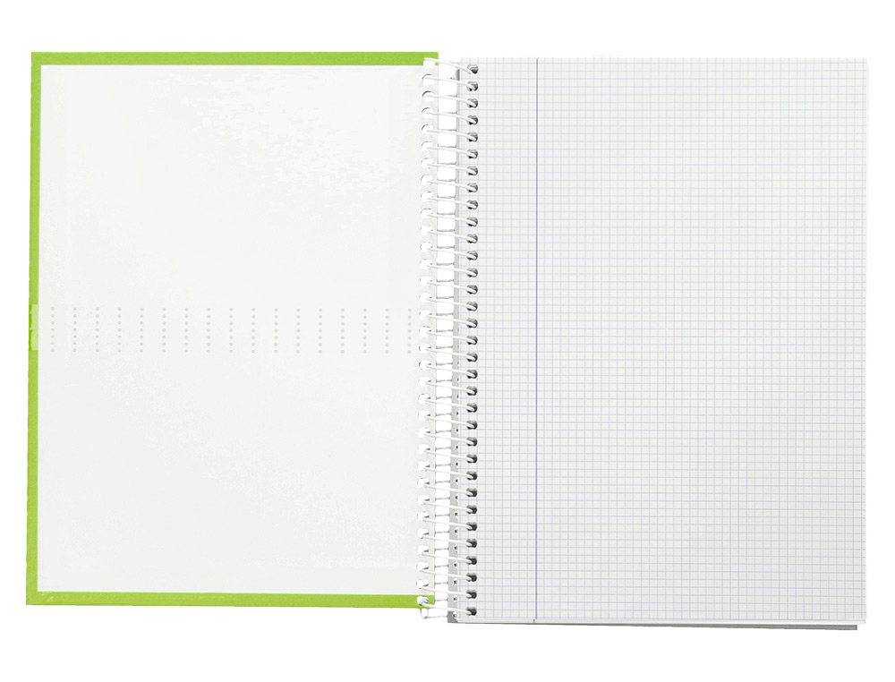 CUADERNO ESPIRAL LIDERPAPEL A4 CRAFTY TAPA FORRADA 80H 90 GR CUADRO 4MM CON MARGEN COLOR VERDE