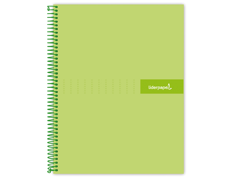 CUADERNO ESPIRAL LIDERPAPEL A4 CRAFTY TAPA FORRADA 80H 90 GR CUADRO 4MM CON MARGEN COLOR VERDE