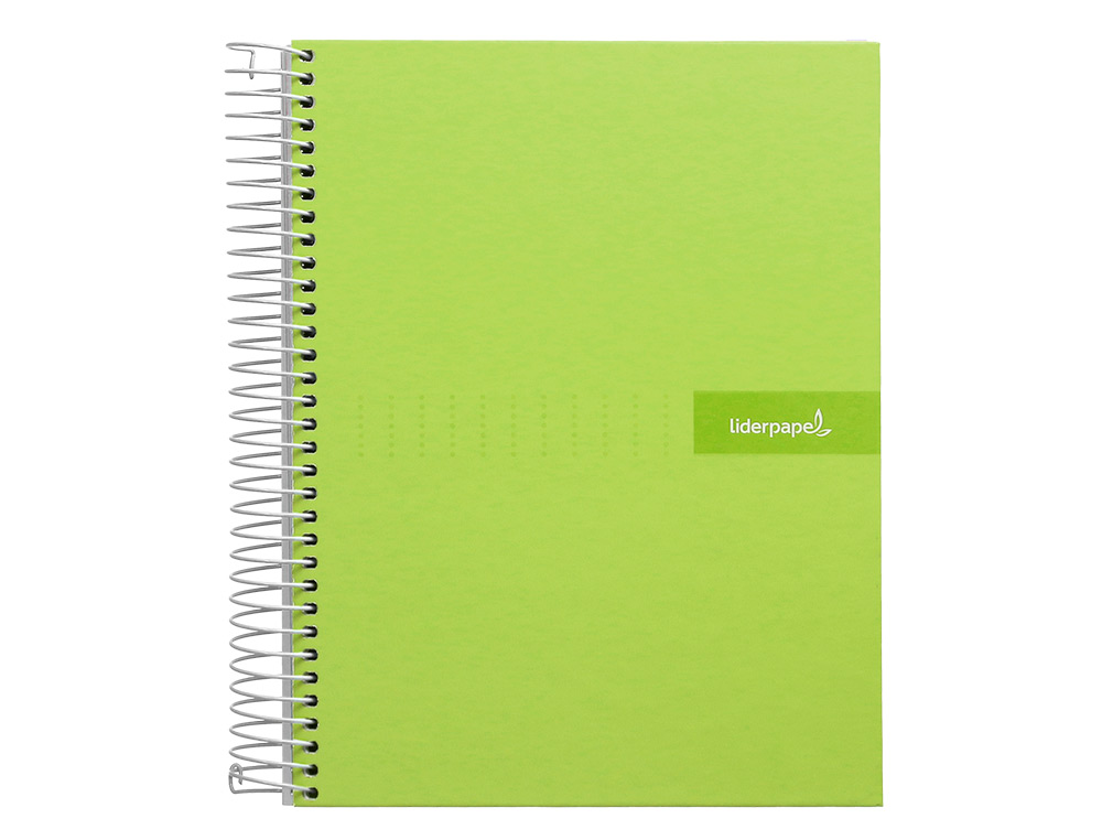CUADERNO ESPIRAL LIDERPAPEL A4 CRAFTY TAPA FORRADA 80H 90 GR CUADRO 4MM CON MARGEN COLOR VERDE
