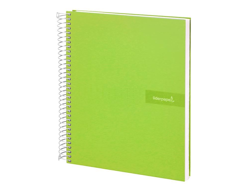 CUADERNO ESPIRAL LIDERPAPEL A4 CRAFTY TAPA FORRADA 80H 90 GR CUADRO 4MM CON MARGEN COLOR VERDE
