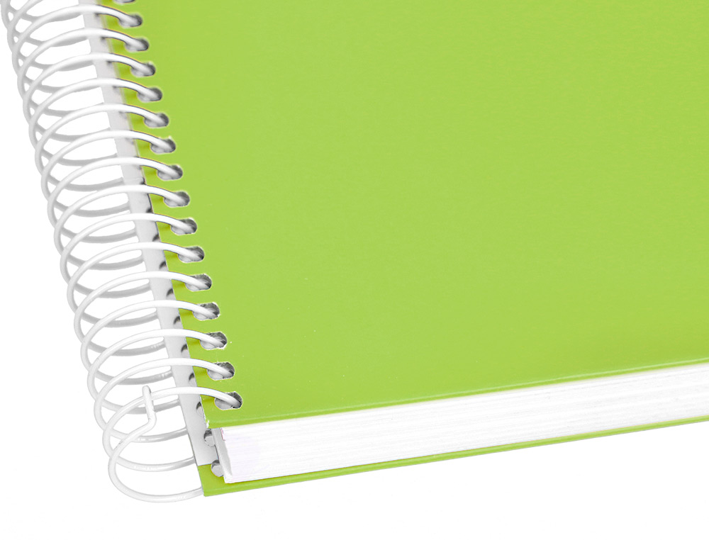 CUADERNO ESPIRAL LIDERPAPEL A4 CRAFTY TAPA FORRADA 80H 90 GR CUADRO 4MM CON MARGEN COLOR VERDE