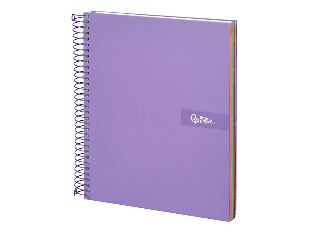 CUADERNO ESPIRAL LIDERPAPEL A4 MICRO CRAFTY TAPA FORRADA 120H 90GR CUADRO 5MM 5 BANDAS 4 TALADROS COLOR VIOLETA