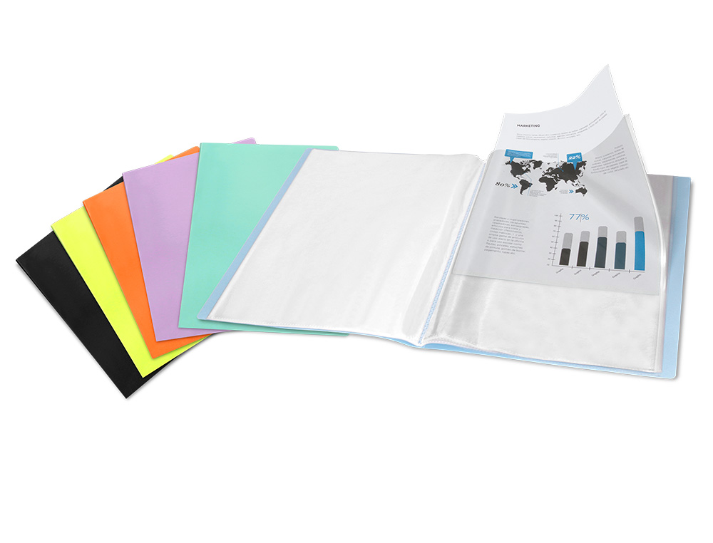 CARPETA LIDERPAPEL ESCAPARATE 60 FUNDAS POLIPROPILENO DIN A4 VERDE MANZANA OPACO