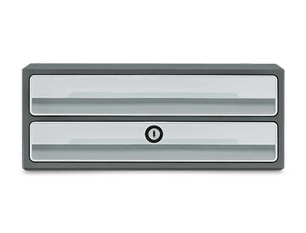 FICHERO CAJONES DE SOBREMESA CEP MOOV UP RECICLADO 80% CON CERRADURA RECICLADO 80% 2 CAJONES COLOR GRIS