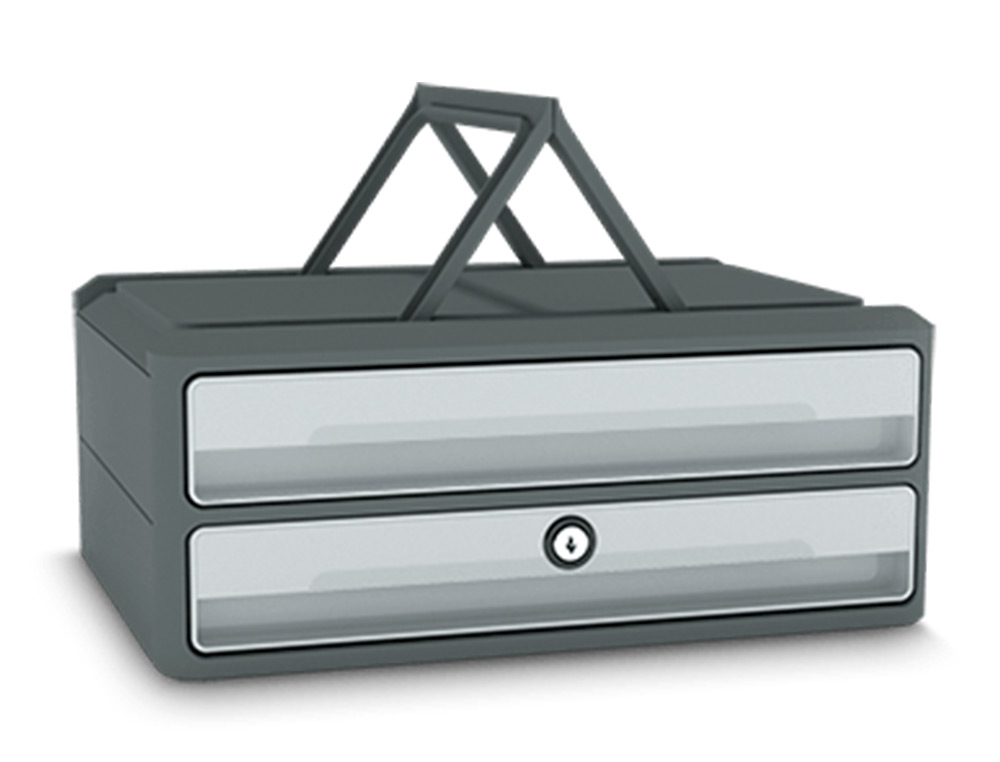FICHERO CAJONES DE SOBREMESA CEP MOOV UP RECICLADO 80% CON CERRADURA RECICLADO 80% 2 CAJONES COLOR GRIS