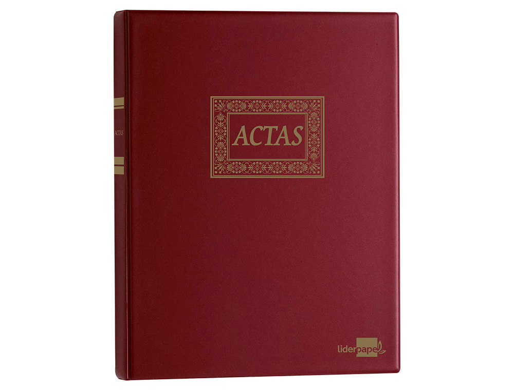 LIBRO LIDERPAPEL DIN A4 ACTAS 30 ANILLAS CON 100 HOJAS MOVIBLES TALADRADAS Y NUMERADAS COLOR BURDEOS