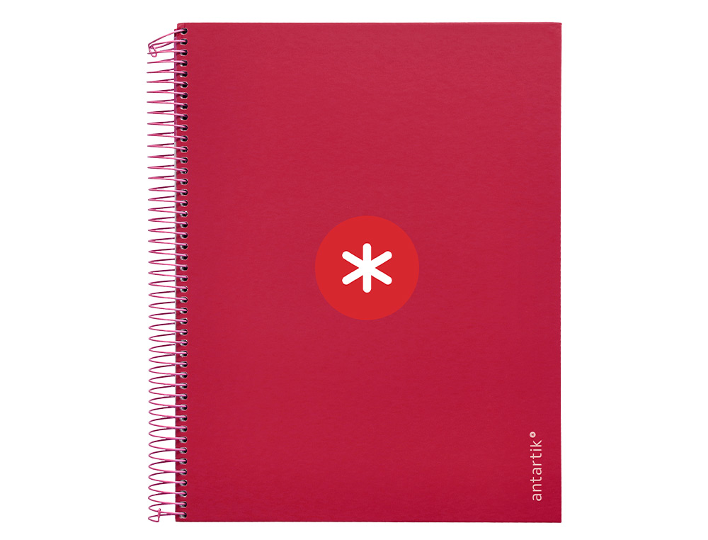 CUADERNO ESPIRAL A4 MICRO ANTARTIK TAPA FORRADA 120H 90 GR HORIZONTAL 5 BANDAS 4 TALADROS COLOR FRAMBUESA