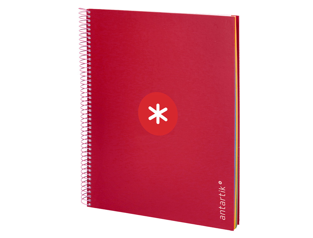 CUADERNO ESPIRAL A4 MICRO ANTARTIK TAPA FORRADA 120H 90 GR HORIZONTAL 5 BANDAS 4 TALADROS COLOR FRAMBUESA