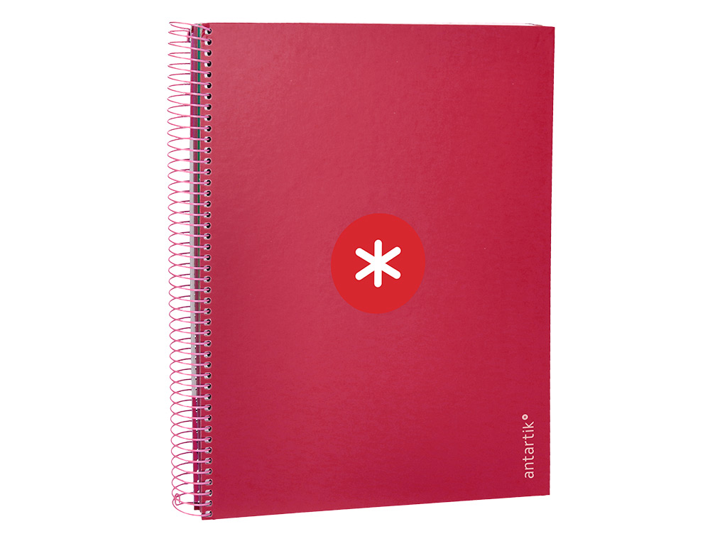 CUADERNO ESPIRAL A4 MICRO ANTARTIK TAPA FORRADA 120H 90 GR HORIZONTAL 5 BANDAS 4 TALADROS COLOR FRAMBUESA