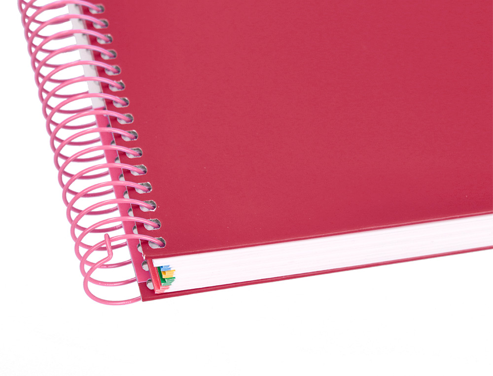 CUADERNO ESPIRAL A4 MICRO ANTARTIK TAPA FORRADA 120H 90 GR HORIZONTAL 5 BANDAS 4 TALADROS COLOR FRAMBUESA