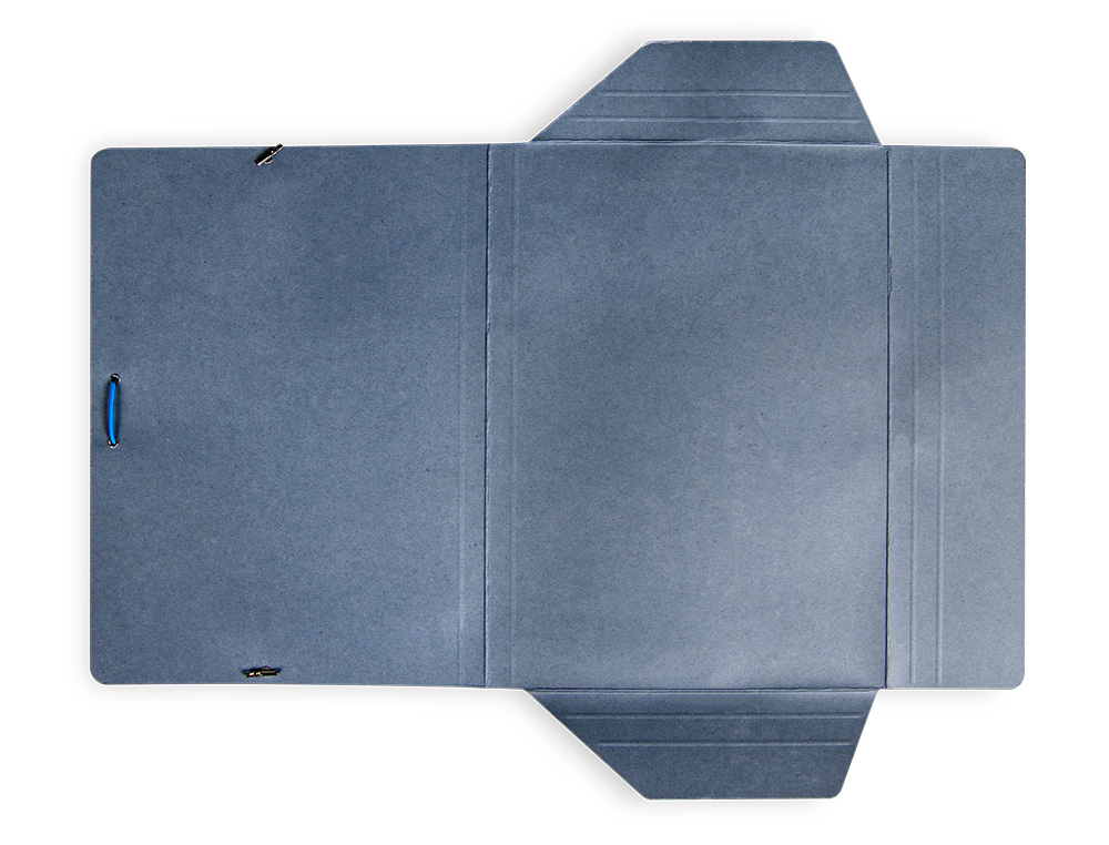 CARPETA LIDERPAPEL GOMAS TRES SOLAPAS CARTON PINTADO 410 GR FOLIO COLOR AZUL