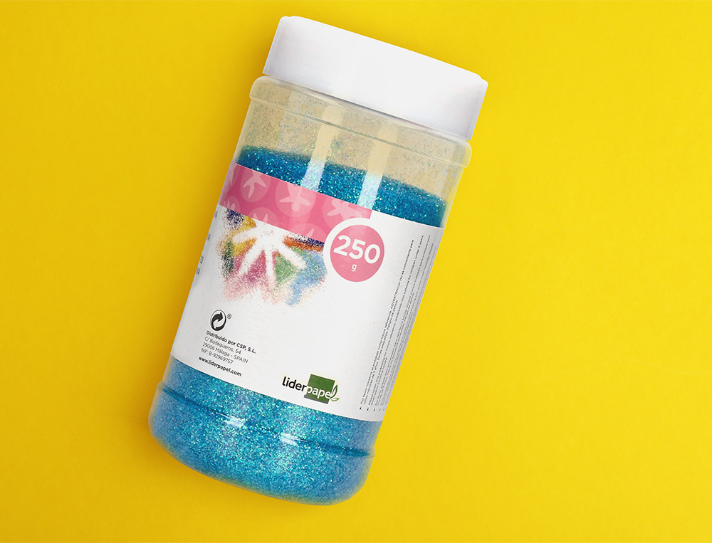 PURPURINA LIDERPAPEL FANTASIA COLORES METALICOS PASTELES SURTIDOS BOTE DE 250 GR
