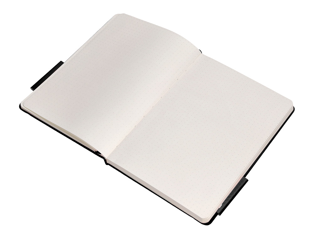 CUADERNO CON GOMILLA ANTARTIK NOTES TAPA DURA A5 HOJAS PUNTOS NEGRO 100 HOJAS 80 GR FSC