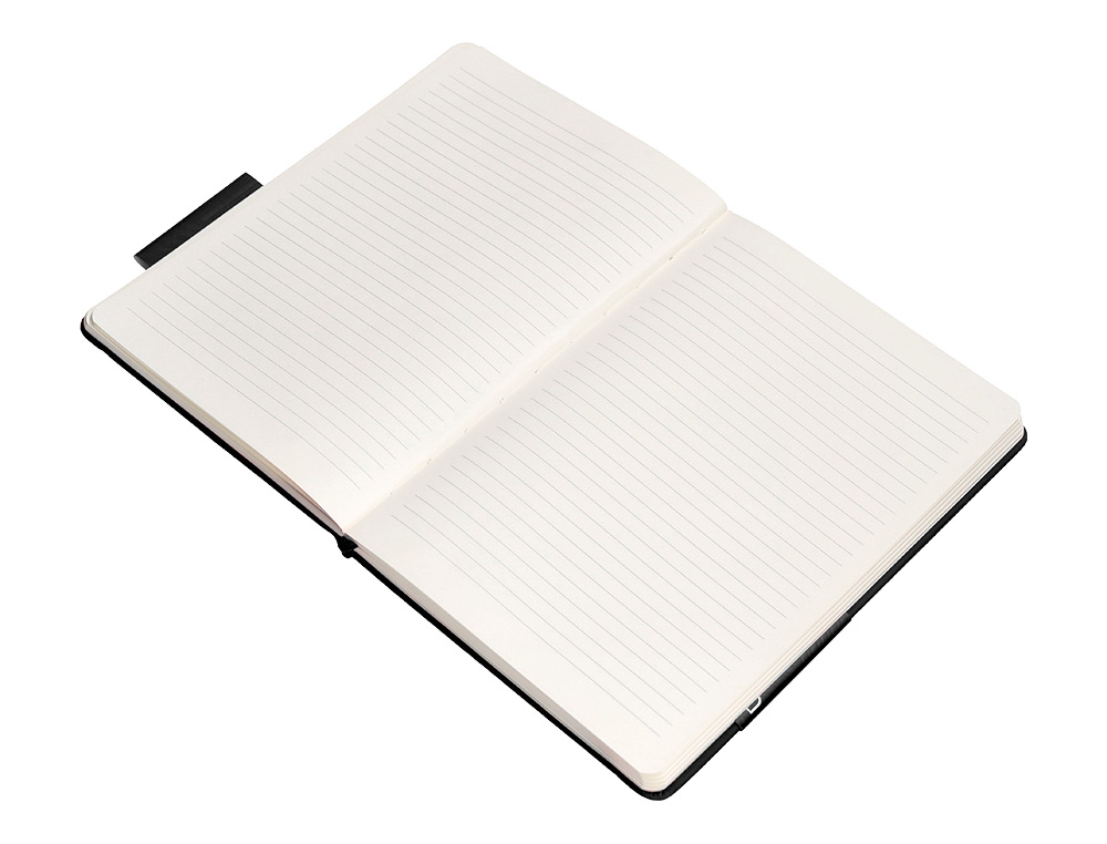 CUADERNO CON GOMILLA ANTARTIK NOTES TAPA DURA A5 HOJAS RAYAS NEGRO 100 HOJAS 80 GR FSC