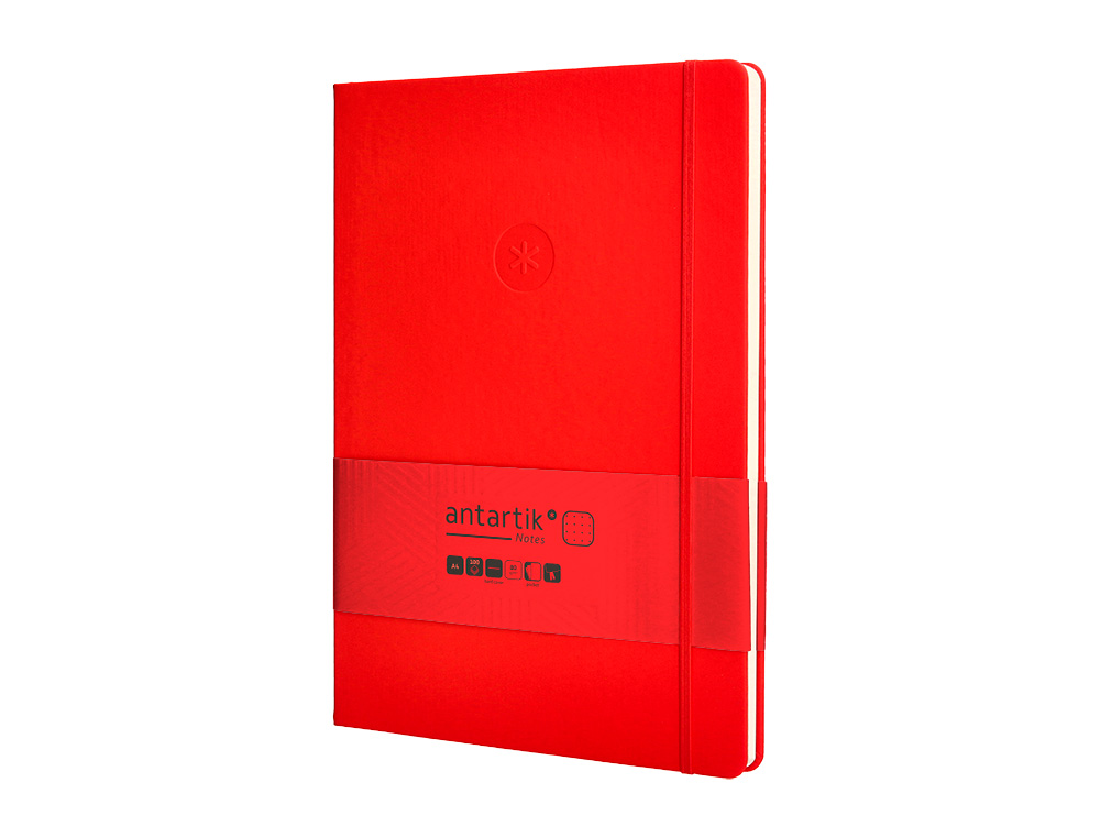 CUADERNO CON GOMILLA ANTARTIK NOTES TAPA DURA A4 HOJAS PUNTOS ROJO 100 HOJAS 80 GR FSC