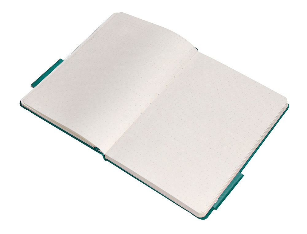 CUADERNO CON GOMILLA ANTARTIK NOTES TAPA DURA A5 HOJAS PUNTOS VERDE AGUAMARINA 100 HOJAS 80 GR FSC