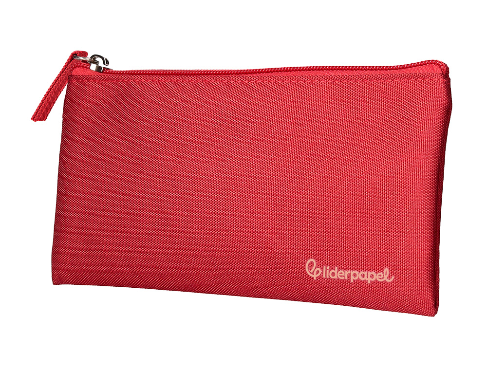 ESTUCHE PORTATODO LIDERPAPEL PLANO ANCHO UNA CREMALLERA 200X100 MM ROJO