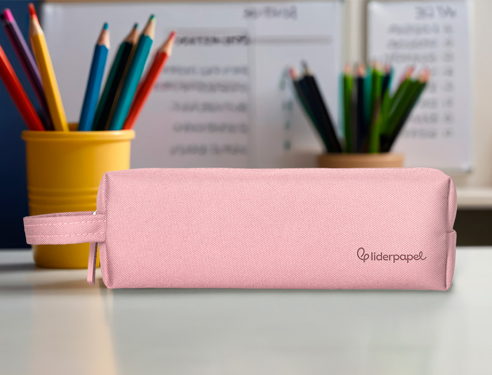 ESTUCHE PORTATODO LIDERPAPEL CLASSIC RECTANGULAR CON ASA 210X70MM ROSA