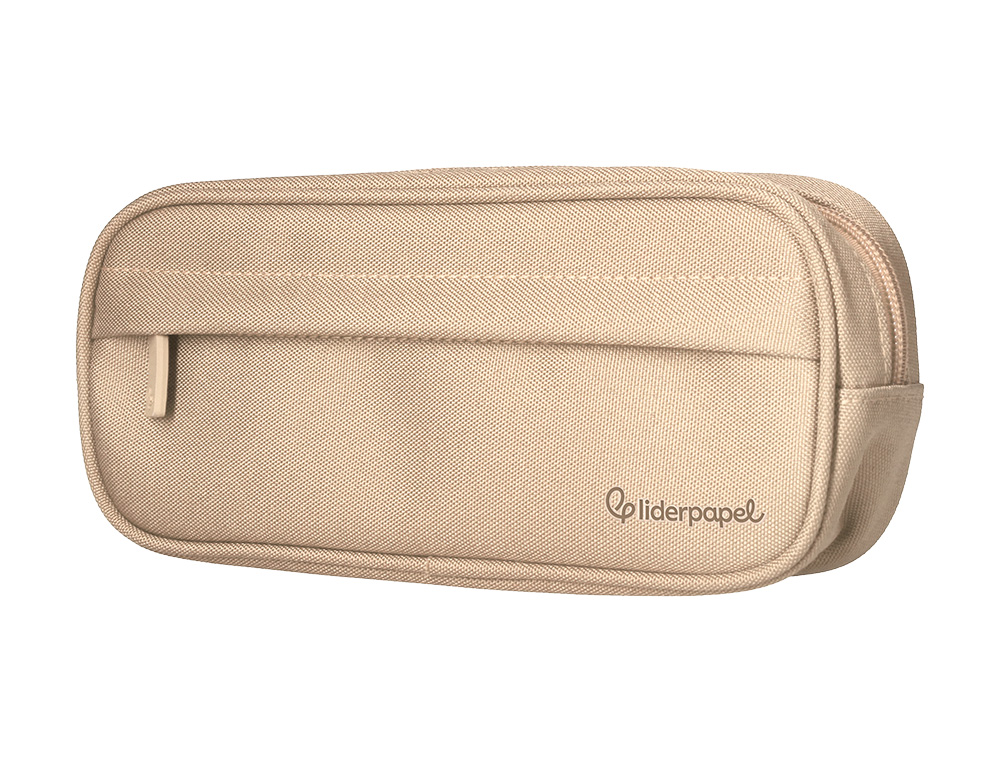 ESTUCHE PORTATODO LIDERPAPEL CLASSIC OVALADO 2 CREMALLERAS CON BOLSILLO DELANTERO 210X90MM CREMA