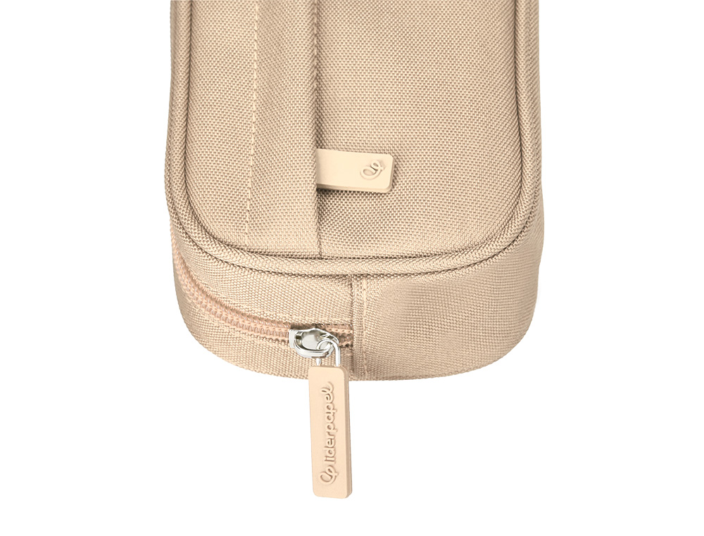 ESTUCHE PORTATODO LIDERPAPEL CLASSIC OVALADO 2 CREMALLERAS CON BOLSILLO DELANTERO 210X90MM CREMA