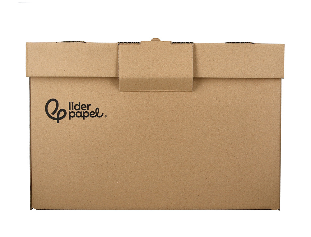 CAJON CONTENEDOR LIDERPAPEL CARTON MANUAL PARA 5 CAJAS ARCHIVO DEFINITIVO FOLIO / 6 ARCHIVADORES A-Z 540X410X300MM