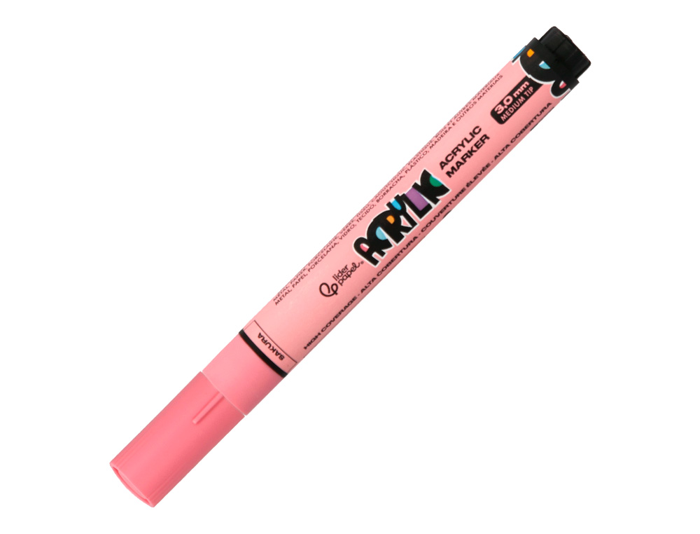 ROTULADOR LIDERPAPEL ACRYLIC BASE AGUA TODO TIPO DE SUPERFICIE PUNTA REDONDA 3MM CAJA DE 8 UNIDADES COLORES PASTEL