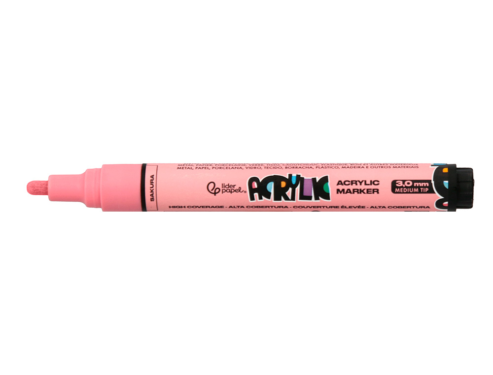 ROTULADOR LIDERPAPEL ACRYLIC BASE AGUA TODO TIPO DE SUPERFICIE PUNTA REDONDA 3MM CAJA DE 8 UNIDADES COLORES PASTEL