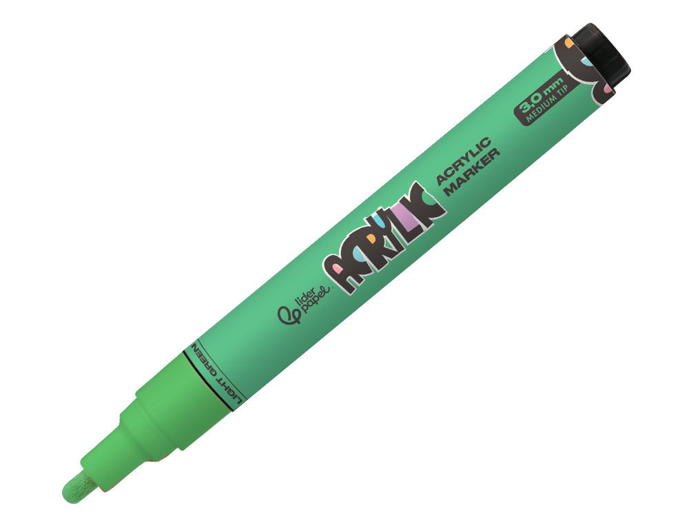 ROTULADOR LIDERPAPEL ACRYLIC BASE AGUA TODO TIPO DE SUPERFICIE PUNTA REDONDA 3 MM VERDE CLARO