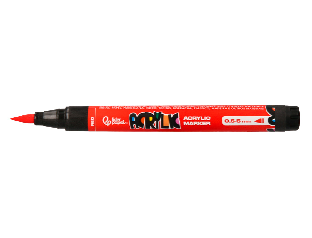 ROTULADOR LIDERPAPEL ACRYLIC BASE AGUA TODO TIPO DE SUPERFICIE PUNTA PINCEL CAJA DE 12 UNIDADES COLORES SURTIDOS