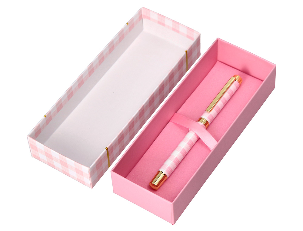 ROLLER BELIUS PERFECT PICNIC DAY ALUMINIO COLOR ROSA DORADO TINTA COLOR NEGRO CAJA DE DISEÑO