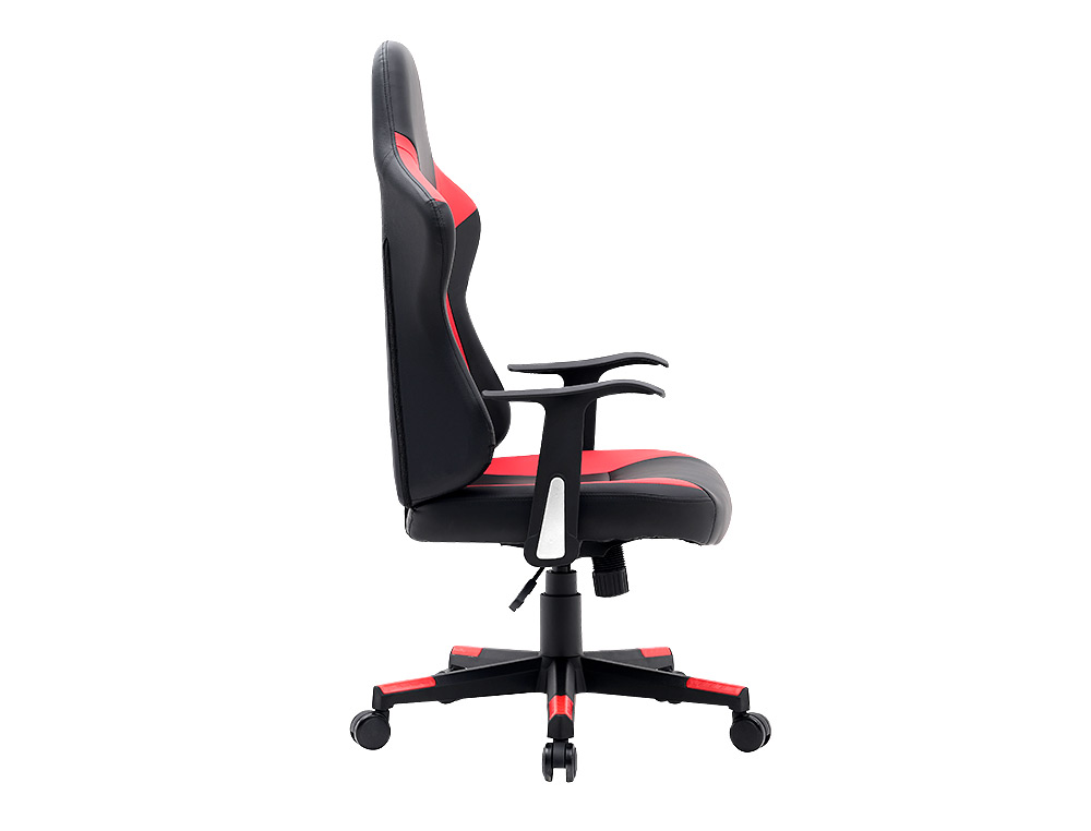 SILLA Q-CONNECT GAMING ORVIETO SIMIL PIEL BASE NYLON ALT MAX 1200 ANC 650 PROF 650 MM RUEDAS PREMIUM NEGRO ROJO