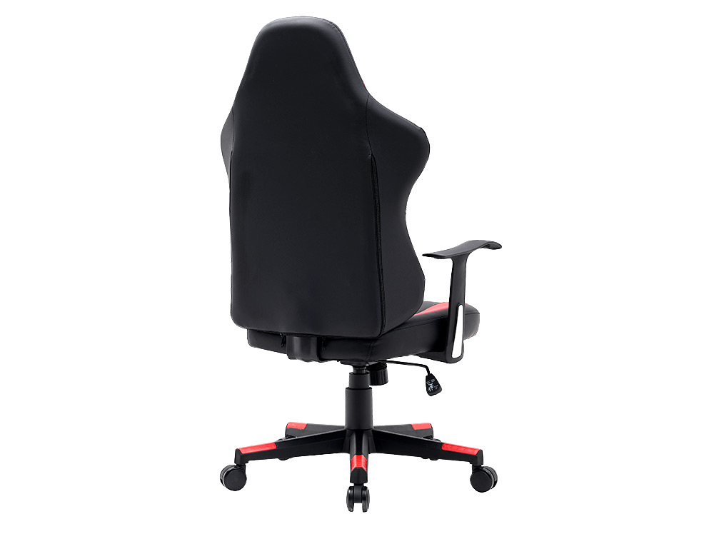 SILLA Q-CONNECT GAMING ORVIETO SIMIL PIEL BASE NYLON ALT MAX 1200 ANC 650 PROF 650 MM RUEDAS PREMIUM NEGRO ROJO