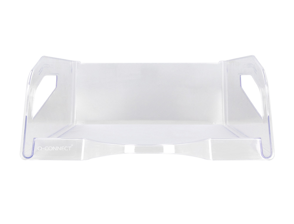 BANDEJA SOBREMESA PLASTICO Q-CONNECT GRAN CAPACIDAD CON ASA TRANSPARENTE 386X270X115MM