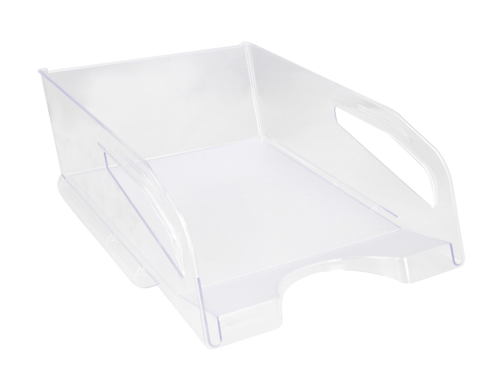BANDEJA SOBREMESA PLASTICO Q-CONNECT GRAN CAPACIDAD CON ASA TRANSPARENTE 386X270X115MM