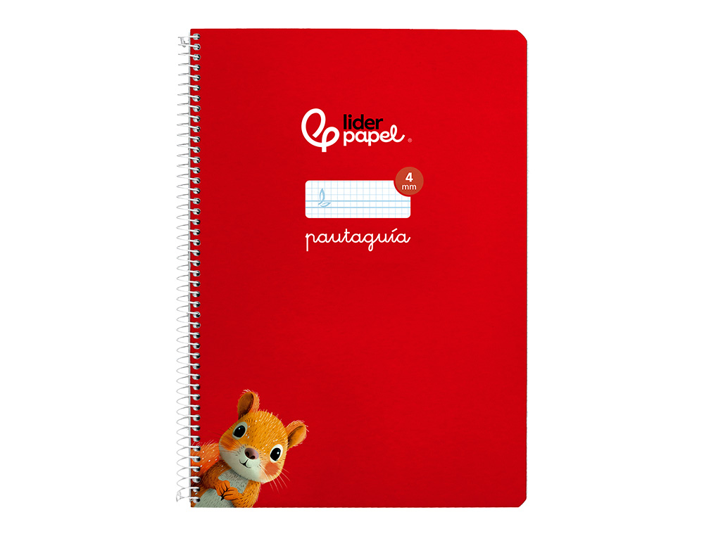 CUADERNO ESPIRAL LIDERPAPEL A4 PAUTAGUIA TAPA DURA 80H 90 GR CUADRO PAUTADO 4MM COLOR ROJO