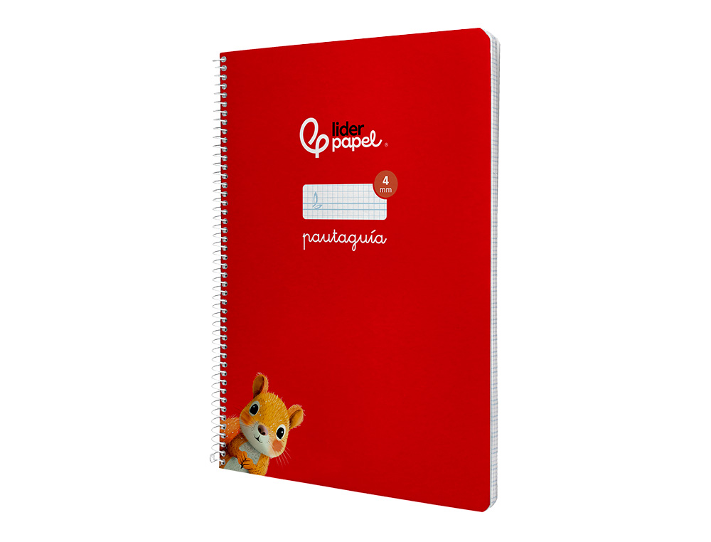 CUADERNO ESPIRAL LIDERPAPEL A4 PAUTAGUIA TAPA DURA 80H 90 GR CUADRO PAUTADO 4MM COLOR ROJO