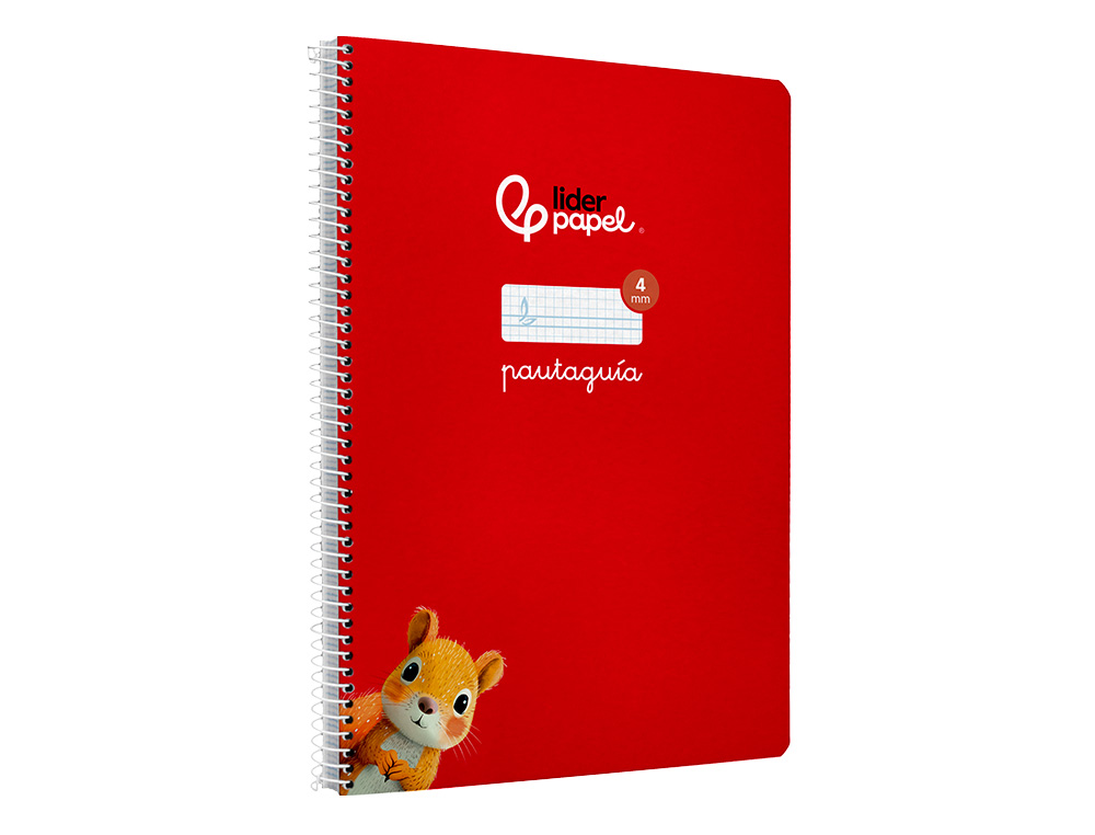 CUADERNO ESPIRAL LIDERPAPEL A4 PAUTAGUIA TAPA DURA 80H 90 GR CUADRO PAUTADO 4MM COLOR ROJO