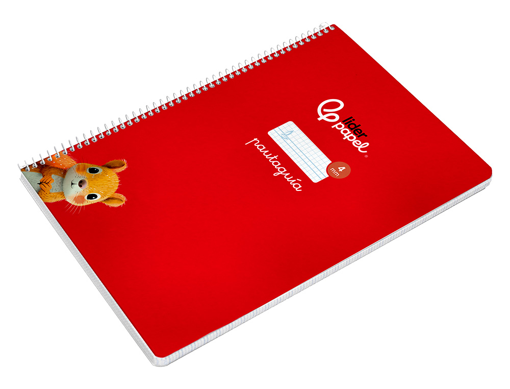 CUADERNO ESPIRAL LIDERPAPEL A4 PAUTAGUIA TAPA DURA 80H 90 GR CUADRO PAUTADO 4MM COLOR ROJO