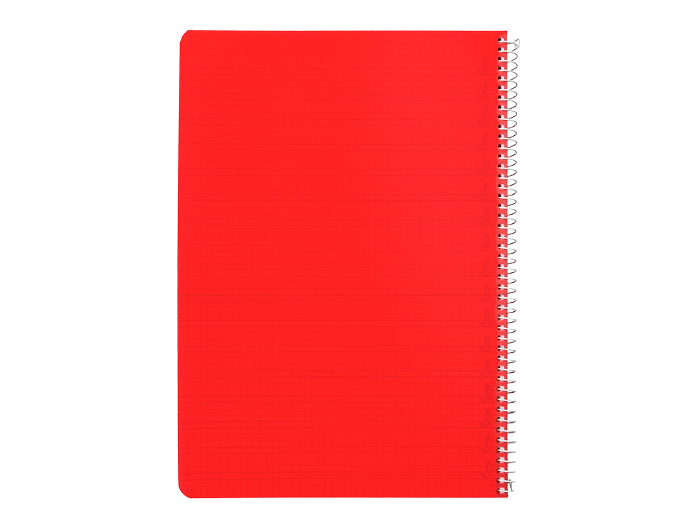 CUADERNO ESPIRAL LIDERPAPEL A4 PAUTAGUIA TAPA PLASTICO 80H 90GR CUADRO PAUTADO 4MM CON MARGEN COLOR ROJO