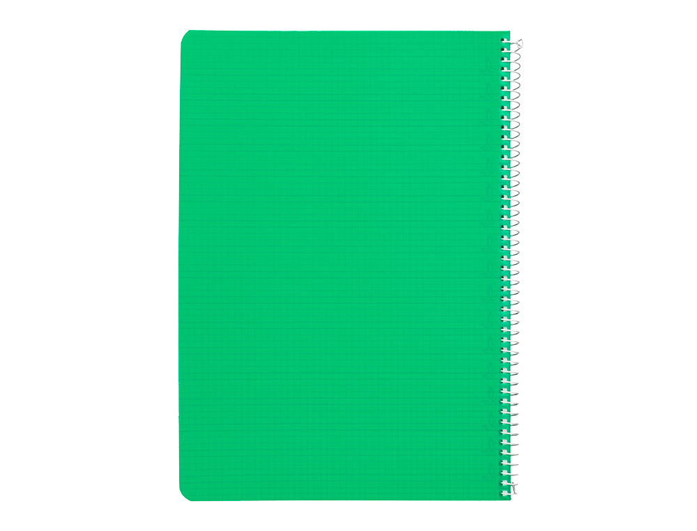 CUADERNO ESPIRAL LIDERPAPEL A4 PAUTAGUIA TAPA PLASTICO 80H 90GR CUADRO PAUTADO 4MM CON MARGEN COLOR VERDE