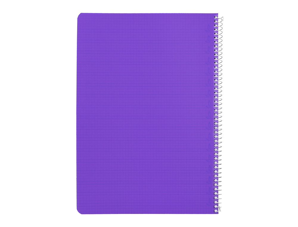 CUADERNO ESPIRAL LIDERPAPEL A4 PAUTAGUIA TAPA PLASTICO 80H 90GR CUADRO PAUTADO 4MM CON MARGEN COLOR LILA