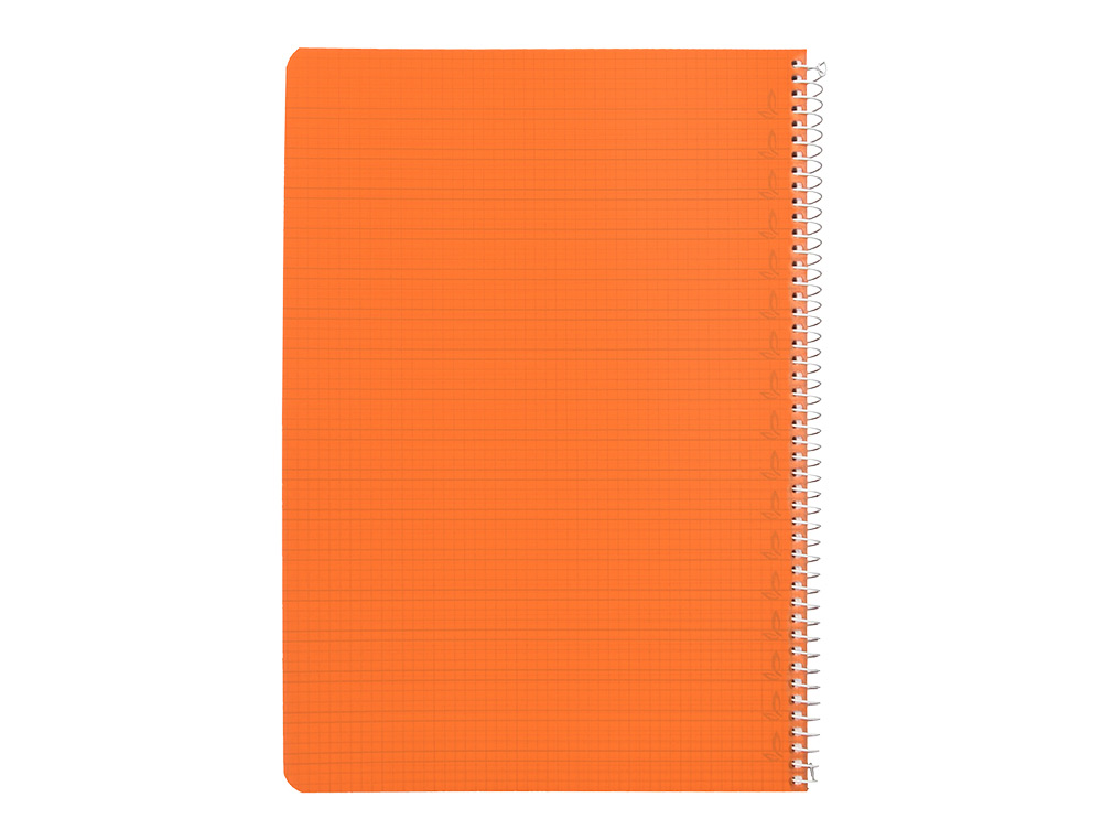 CUADERNO ESPIRAL LIDERPAPEL A4 PAUTAGUIA TAPA PLASTICO 80H 90GR CUADRO PAUTADO 4MM CON MARGEN COLOR NARANJA