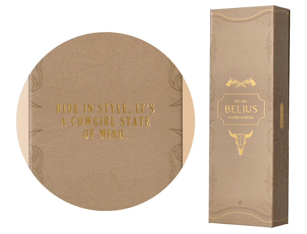 ROLLER BELIUS WILD WEST ALUMINIO COLOR BEIGE TINTA COLOR NEGRO CAJA DE DISEÑO