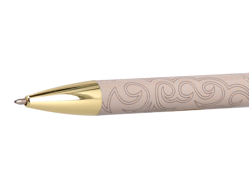 BOLIGRAFO BELIUS WILD WEST ALUMINIO COLOR BEIGE DORADO TINTA COLOR AZUL CAJA DE DISEO