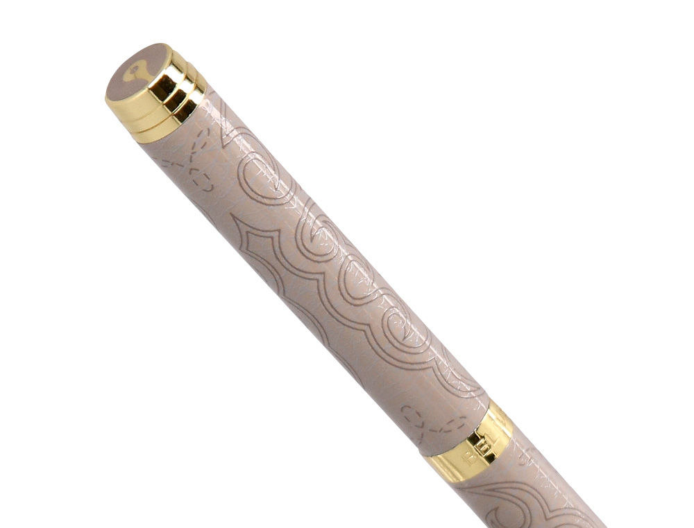 BOLIGRAFO BELIUS WILD WEST ALUMINIO COLOR BEIGE DORADO TINTA COLOR AZUL CAJA DE DISEO