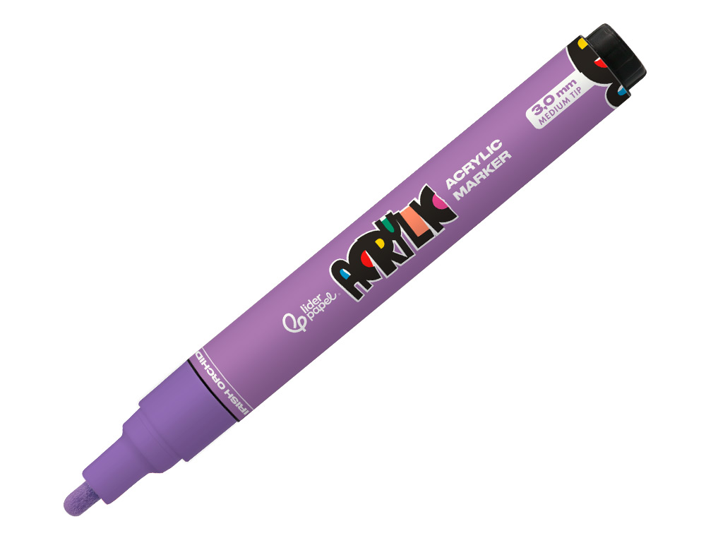 ROTULADOR LIDERPAPEL ACRYLIC BASE AGUA TODO TIPO DE SUPERFICIE PUNTA REDONDA 3 MM MALVA