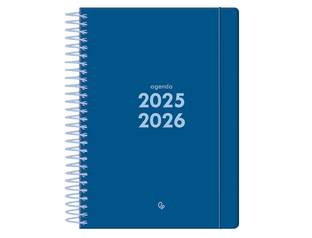 AGENDA ESCOLAR LIDERPAPEL 25-26 ESPIRAL BASIC AZUL OSCURO 2 DIAS PAGINA A5 BILINGE PAPEL FSC 70 GR